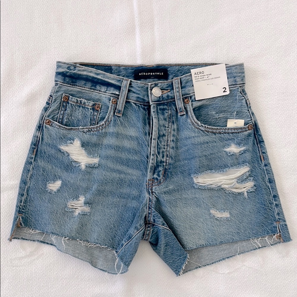 NWT Aeropostale 90s High Rise Cut-Off Denim Shorts Size 2